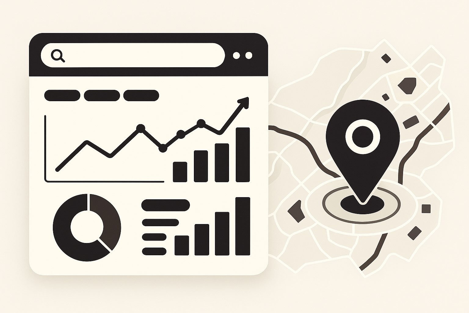 Illustration: SEO‑Dashboard und lokale Sichtbarkeit in Velbert