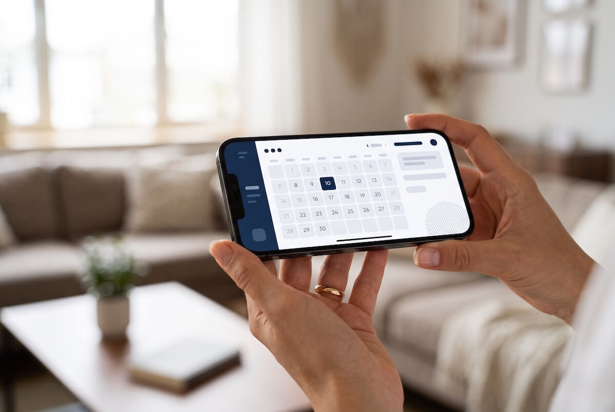 Online-Terminbuchung einer Psychotherapie-Website auf dem Smartphone